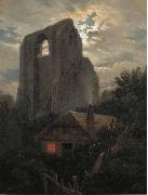 Carl Gustav Carus Ruine Eldena mit Hutte bei Greifswald im Mondschein oil painting picture wholesale